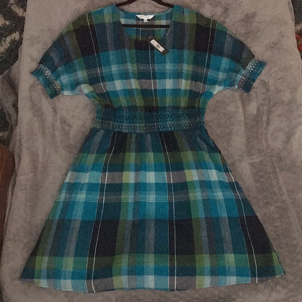 Downeast Basic Blue & Green Plaid Dress
